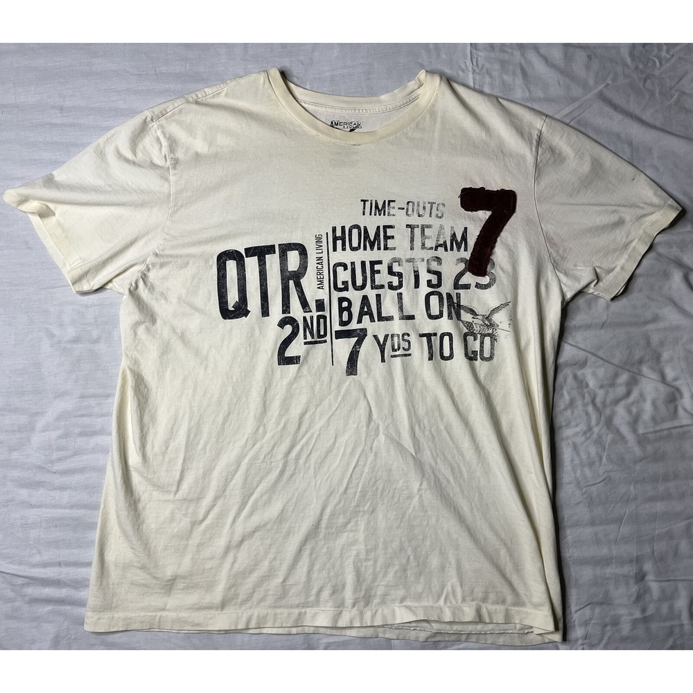 American Living T Shirt Men's Size XL Football Theme Shirt Sleeve Gray